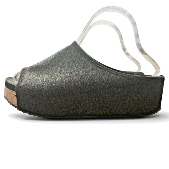 Volatile Shoes - volatile festina black shimmer wedge slide sandals cork platform comfort size 9
